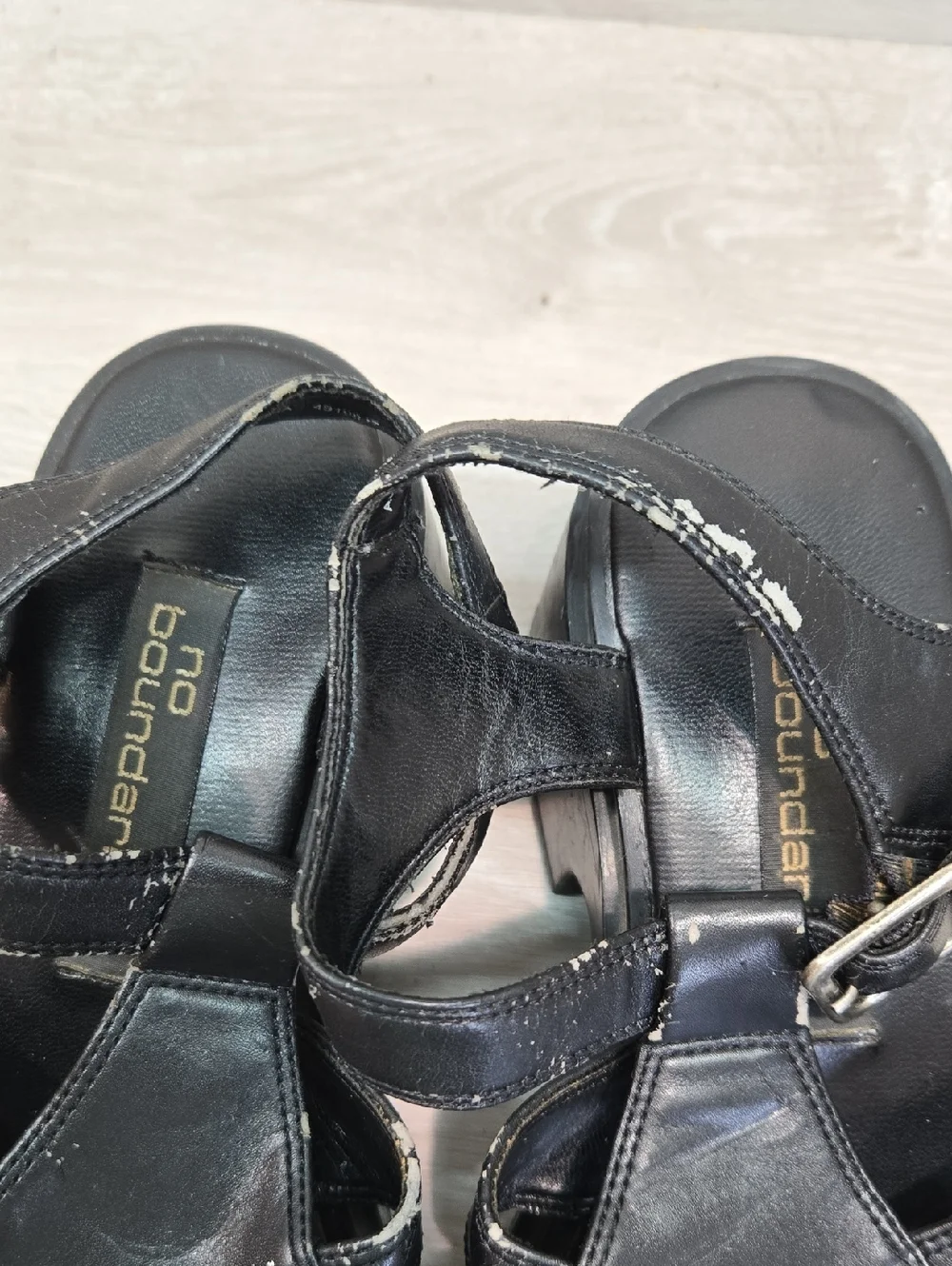 Vintage No Boundaries Women Hillary  Black Chunky Platform Sandals 90